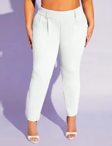 Pantaloni SHEIN CURVE, alb Alb