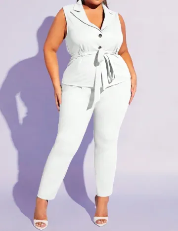 Pantaloni SHEIN CURVE, alb Alb