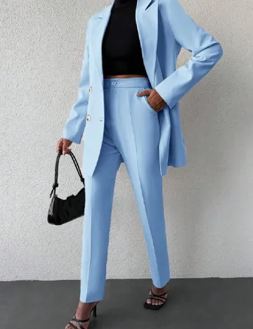 Costum SHEIN, bleu Albastru