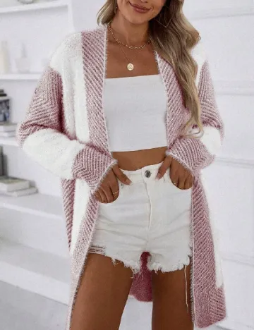 Cardigan SHEIN, alb/roz Alb