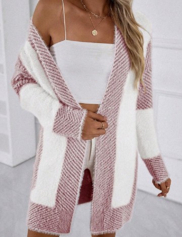 Cardigan SHEIN, alb/roz