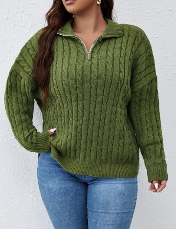 Pulover SHEIN CURVE, verde