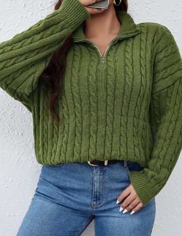 Pulover SHEIN CURVE, verde