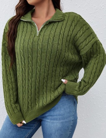 Pulover SHEIN CURVE, verde