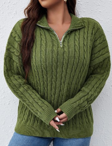 Pulover SHEIN CURVE, verde