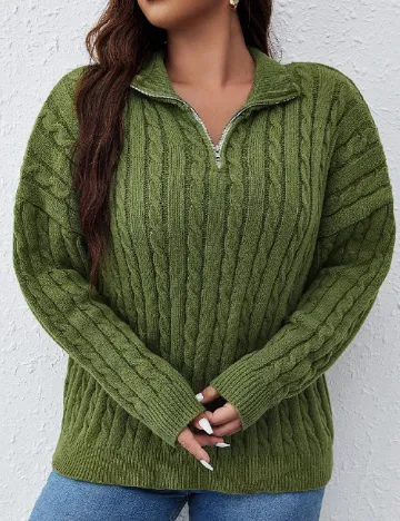 Pulover SHEIN CURVE, verde Verde