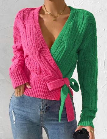 Cardigan SHEIN, roz/verde