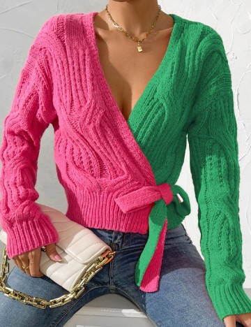 Cardigan SHEIN, roz/verde