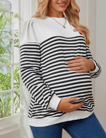 Bluza SHEIN Maternity, alb/negru