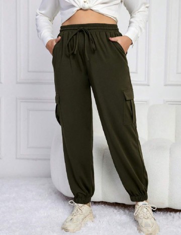 Pantaloni SHEIN CURVE, verde