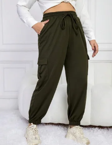 Pantaloni SHEIN CURVE, verde Verde