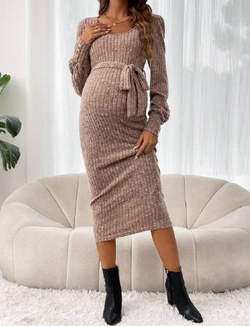 Rochie medie SHEIN Maternity, maro