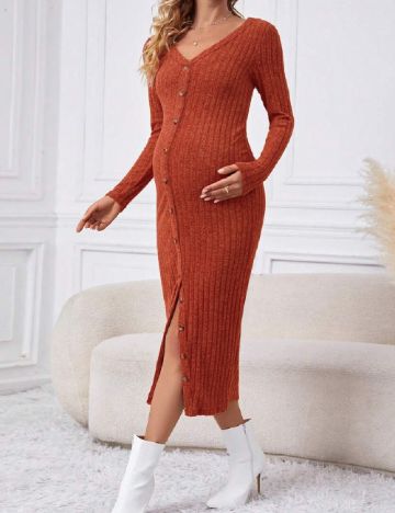 Rochie medie SHEIN Maternity, caramiziu