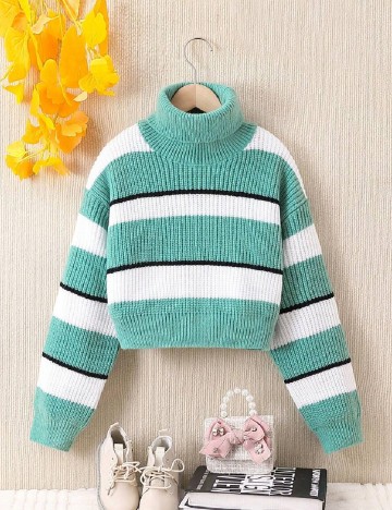 Pulover Shein Kids, alb/verde