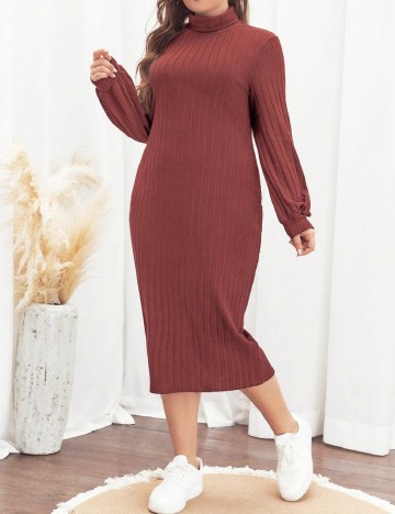 Rochie medie SHEIN CURVE, roz pudra inchis