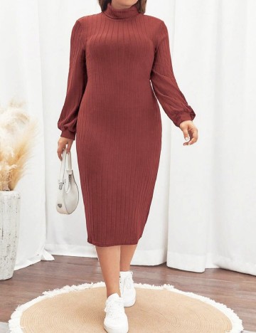 Rochie medie SHEIN CURVE, roz pudra inchis