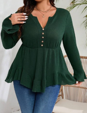 Bluza SHEIN CURVE, verde inchis