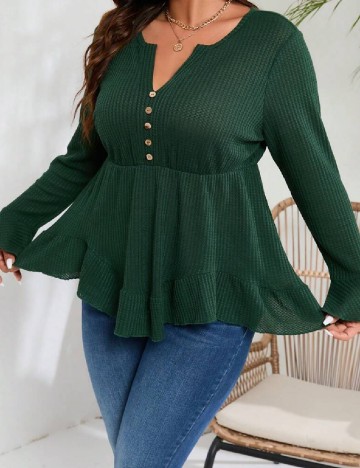 Bluza SHEIN CURVE, verde inchis