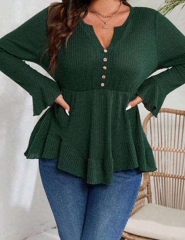 Bluza SHEIN CURVE, verde inchis