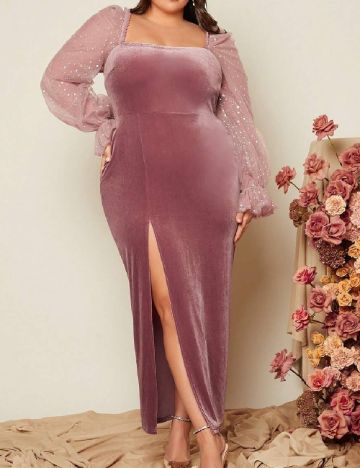 Rochie lunga SHEIN CURVE, roz pudra