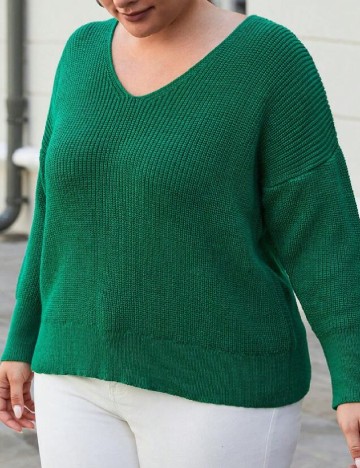 Pulover SHEIN CURVE, verde