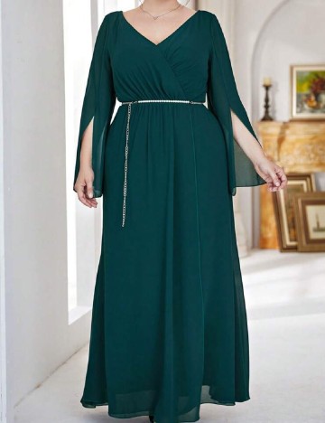 Rochie lunga SHEIN CURVE, verde inchis