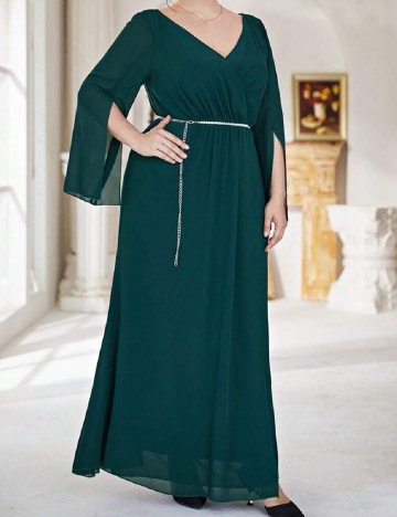 Rochie lunga SHEIN CURVE, verde inchis