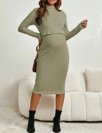 Rochie medie SHEIN Maternity, verde Verde