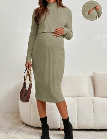 Rochie medie SHEIN Maternity, verde Verde