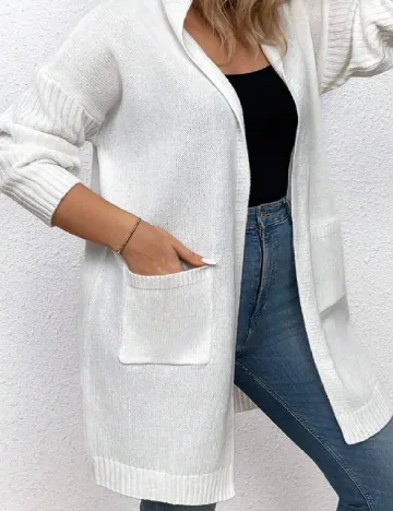 Cardigan SHEIN CURVE, alb Alb