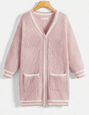 Cardigan Shein Kids, roz pudra