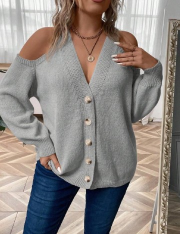 Cardigan SHEIN CURVE, gri