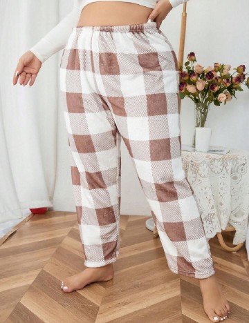 Pantaloni de pijama SHEIN CURVE, maro