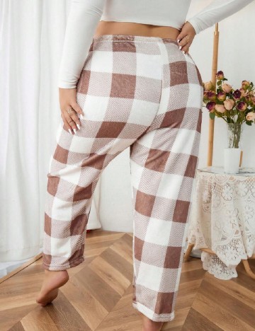 Pantaloni de pijama SHEIN CURVE, maro