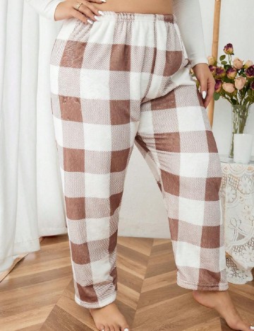 Pantaloni de pijama SHEIN CURVE, maro