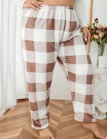 Pantaloni de pijama SHEIN CURVE, maro Maro