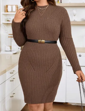 Rochie scurta SHEIN CURVE, maro Maro