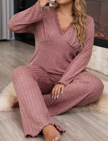 Pijama SHEIN CURVE, roz pudra Roz