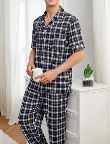 Pijama SHEIN, alb/negru