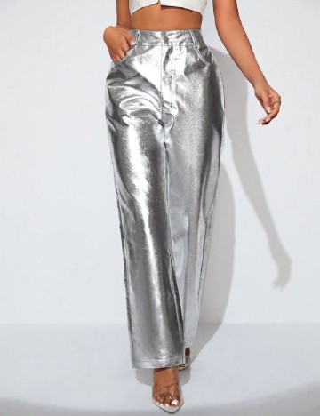 Pantaloni SHEIN, argintiu