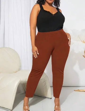 Pantaloni SHEIN CURVE, caramiziu Maro