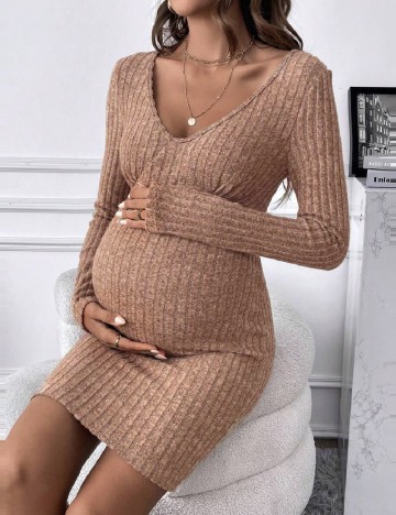 Rochie scurta SHEIN Maternity, maro