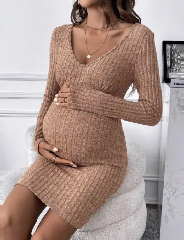 Rochie scurta SHEIN Maternity, maro Maro