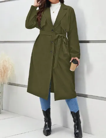 Trench SHEIN CURVE, verde Verde