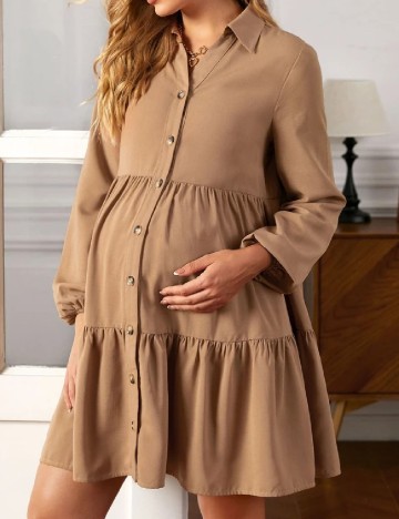 Rochie scurta SHEIN Maternity, maro