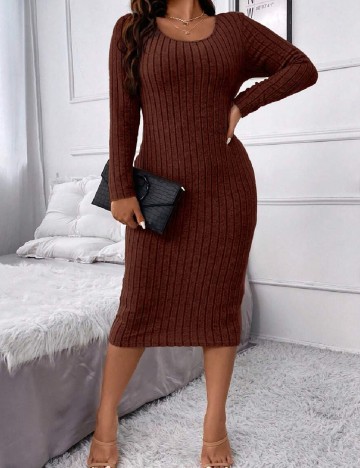 Rochie medie SHEIN CURVE, maro