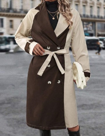 Trench SHEIN, maro/ crem