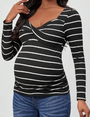 Bluza SHEIN Maternity, alb/negru Negru