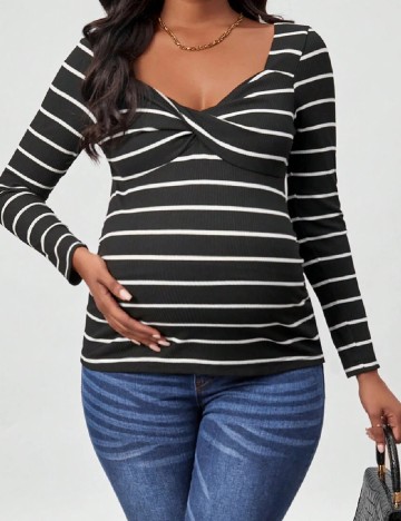 Bluza SHEIN Maternity, alb/negru