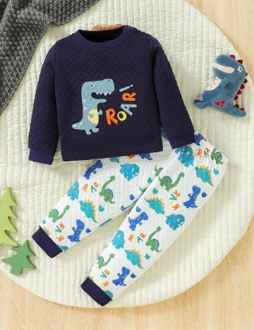 Pijama Shein Kids, bleumarin Albastru